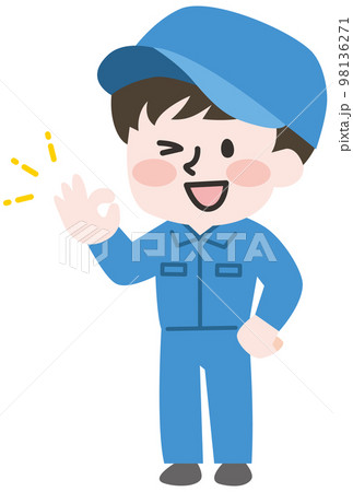 オッケーのポーズをする男性作業員 オッケーのポーズをする男性作業員 98136271