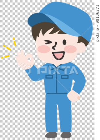 A male worker who poses okay A male worker who poses okay 98136271