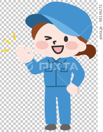 A female worker who poses okay A female worker who poses okay 98136272