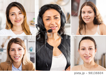 Screen of video conference between businesswomen 98136604