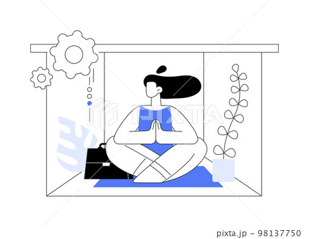 Office meditation booth abstract concept vector illustration. 98137750