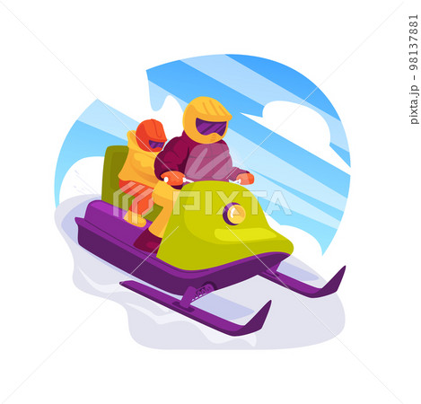 Snowmobile isolated cartoon vector illustration. 98137881