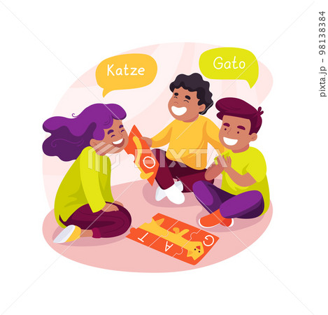 Solving puzzles with words isolated cartoon vector illustration. 98138384
