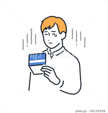 通帳を見てガッカリする若い男性のシンプルなベクターイラスト素材 通帳を見てガッカリする若い男性のシンプルなベクターイラスト素材 98138568