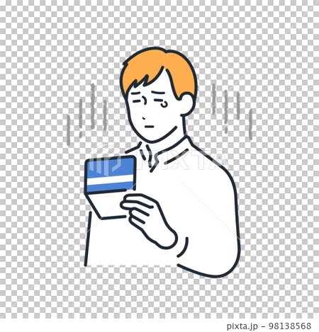 通帳を見てガッカリする若い男性のシンプルなベクターイラスト素材 通帳を見てガッカリする若い男性のシンプルなベクターイラスト素材 98138568