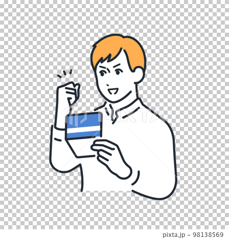 一個年輕人看著存摺做膽量姿勢的簡單矢量圖素材 一個年輕人看著存摺做膽量姿勢的簡單矢量圖素材 98138569