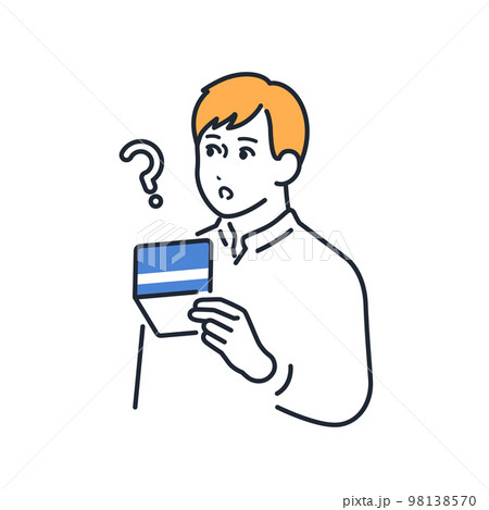 通帳を持って疑問符を浮かべる若い男性のシンプルなベクターイラスト素材 通帳を持って疑問符を浮かべる若い男性のシンプルなベクターイラスト素材 98138570