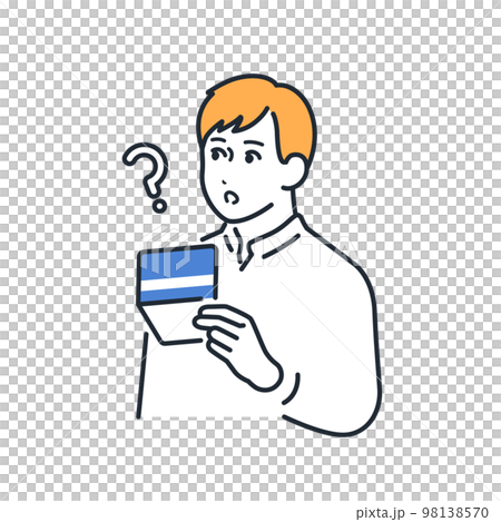 通帳を持って疑問符を浮かべる若い男性のシンプルなベクターイラスト素材 通帳を持って疑問符を浮かべる若い男性のシンプルなベクターイラスト素材 98138570