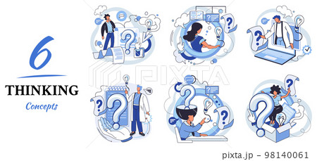 Problem solving concept, woman wondering or thinking, planning or pondering, with question mark 98140061
