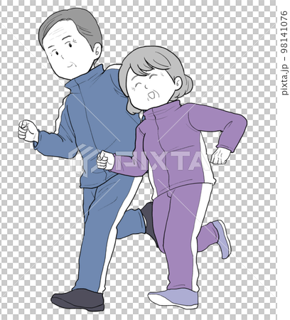 Elderly men and women running 98141076