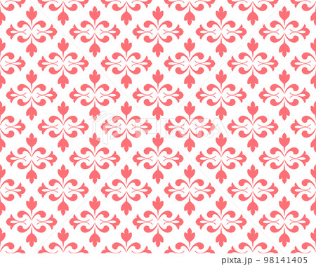 Flower geometric pattern. Seamless vector background. White and pink ornament. Ornament for fabric, wallpaper, packaging. Decorative print 98141405