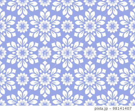 Flower geometric pattern. Seamless vector background. White and blue ornament. Ornament for fabric, wallpaper, packaging. Decorative print 98141407