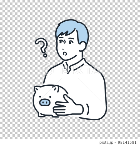 Simple vector illustration material of a young man thinking about asset formation Simple vector illustration material of a young man thinking about asset formation 98141581