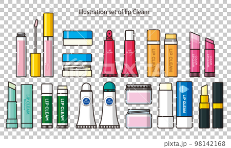 おしゃれで可愛いリップクリームのイラストセット おしゃれで可愛いリップクリームのイラストセット 98142168