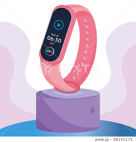 Isolated colored smartwatch with touchscreen Vector 98142275