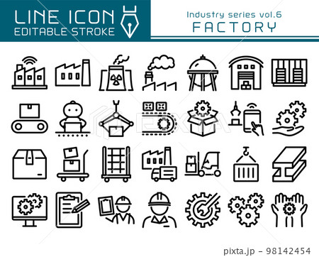 ラインアイコン　産業シリーズvol.6　工場 98142454