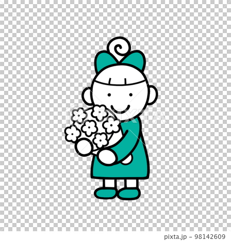花束を差し出す女の子 98142609