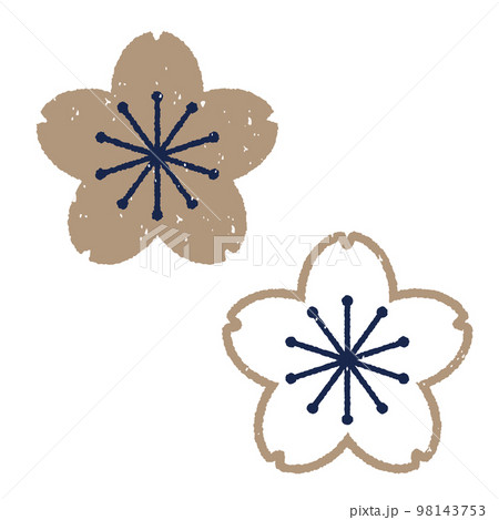 和風版画スタンプ　桜の花2種類 98143753