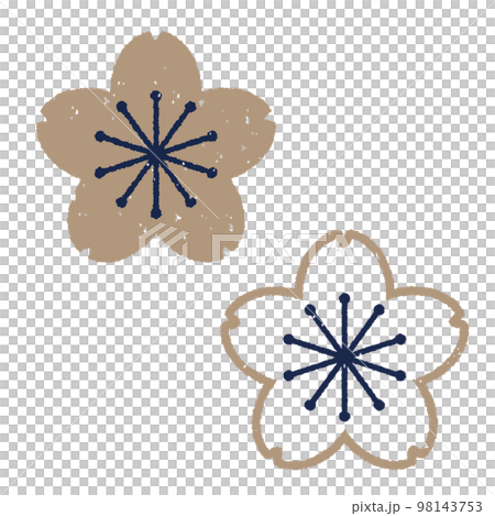 和風版画スタンプ　桜の花2種類 98143753