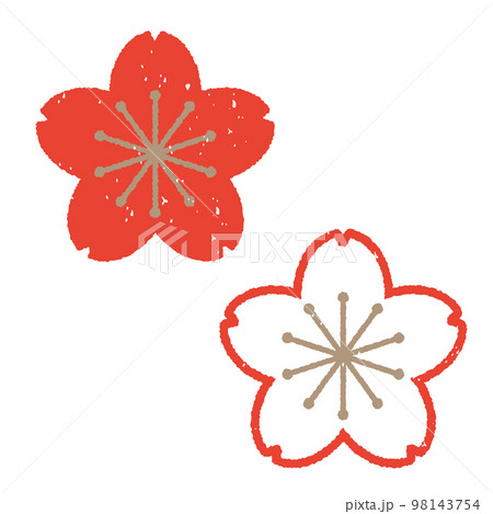 和風版画スタンプ　桜の花2種類 98143754