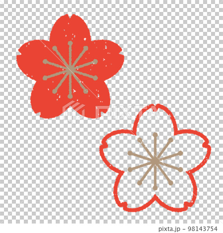 和風版画スタンプ　桜の花2種類 98143754