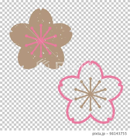 和風版画スタンプ　桜の花2種類 98143755