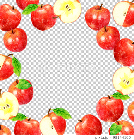 Red apple background Fruit hand-painted watercolor illustration material 98144100