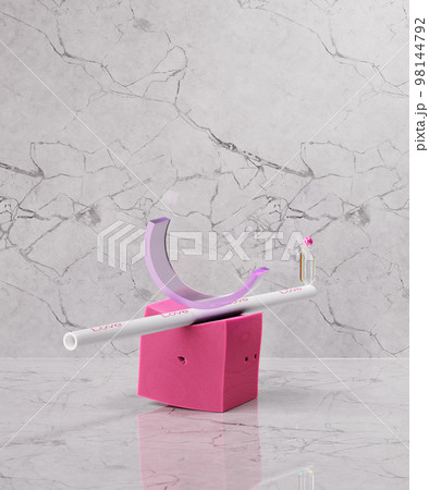 Abstract pyramid of geometric shapes. Color of year. 3d illustration, 3d render. 98144792