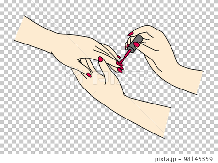 Close-up of a hand being treated at a nail salon 98145359