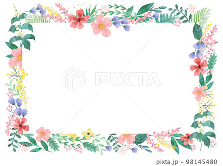 花や葉のベクターイラストフレーム背景 98145480
