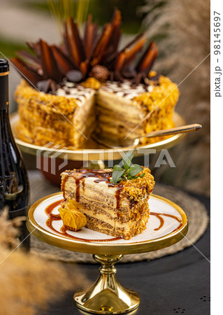 Fancy layered walnut cake 98145697