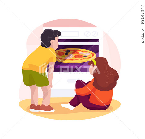 Waiting for Pizza isolated cartoon vector illustration. Waiting for Pizza isolated cartoon vector illustration. 98145847