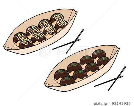 2種のたこ焼きのイラスト 98145930