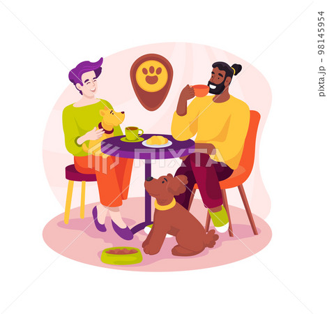Pet-friendly cafe isolated cartoon vector illustration. Pet-friendly cafe isolated cartoon vector illustration. 98145954