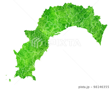 高知　地図　水彩　アイコン