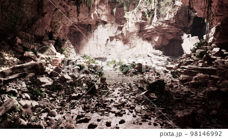 View from inside a dark cave 98146992