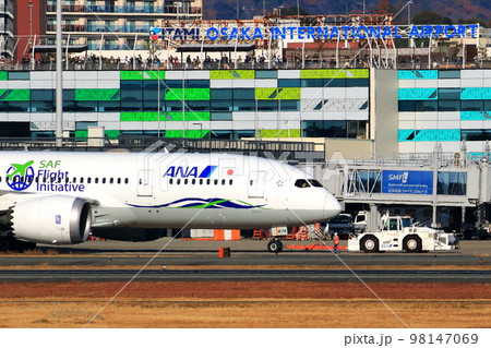 大阪国際空港　ANA　グリーンジェット　飛行機　離陸態勢　スカイパーク 98147069