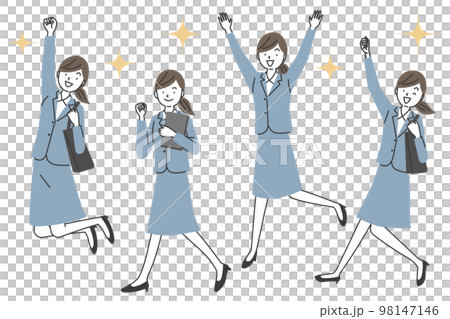 元気いっぱいのスーツ姿のビジネスウーマン 元気いっぱいのスーツ姿のビジネスウーマン 98147146