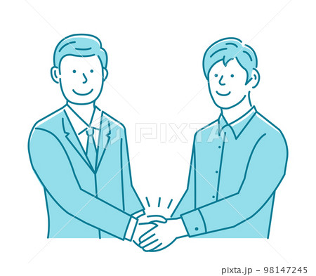 両手で握手する男性会社員と若い男性 ベクターイラスト (サポート・アフターサービス) 98147245