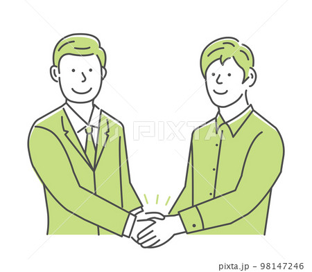 両手で握手する男性会社員と若い男性 ベクターイラスト (サポート・アフターサービス) 98147246