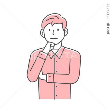 若い男性 上半身 ベクターイラスト / 話を聞く・納得する 98147676