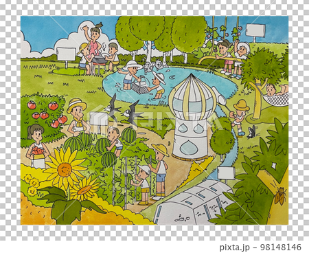 pleasant farm scenery 98148146