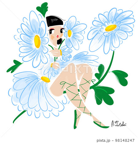 花と女性のイラスト 98148247