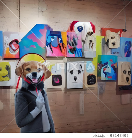 オシャレな犬と展示会 98148495
