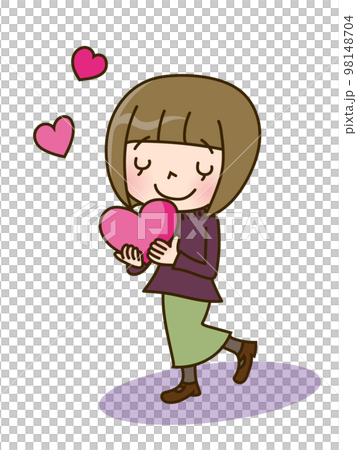young woman holding a heart young woman holding a heart 98148704