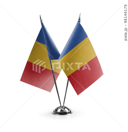 Small national flags of the Chad on a white background 98149179