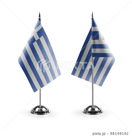 Small national flags of the Greece on a white background 98149192