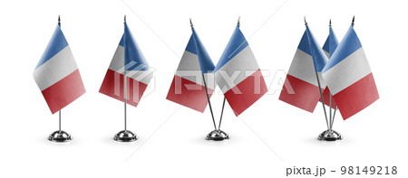 Small national flags of the France on a white background 98149218