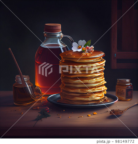 Sweet Pancakes with Honey. Generative AI Sweet Pancakes with Honey. Generative AI 98149772