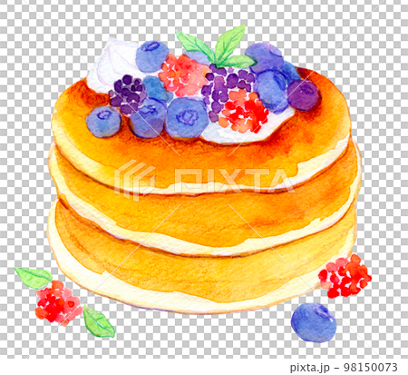 水彩イラスト　ベリーたっぷりのパンケーキ 98150073